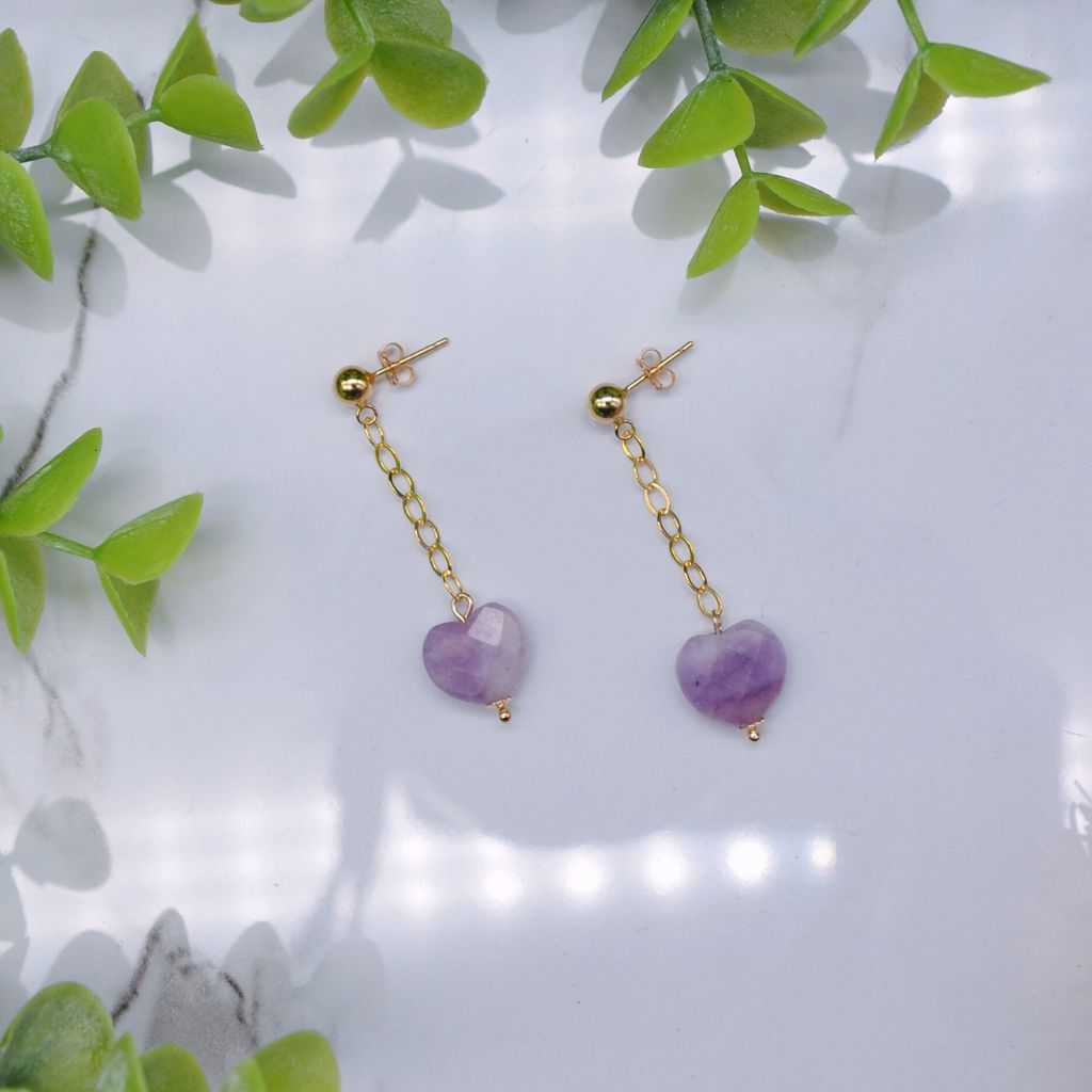 Heartfelt | Lepidolite Heart Earrings