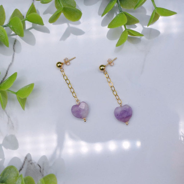 Heartfelt | Lepidolite Heart Earrings