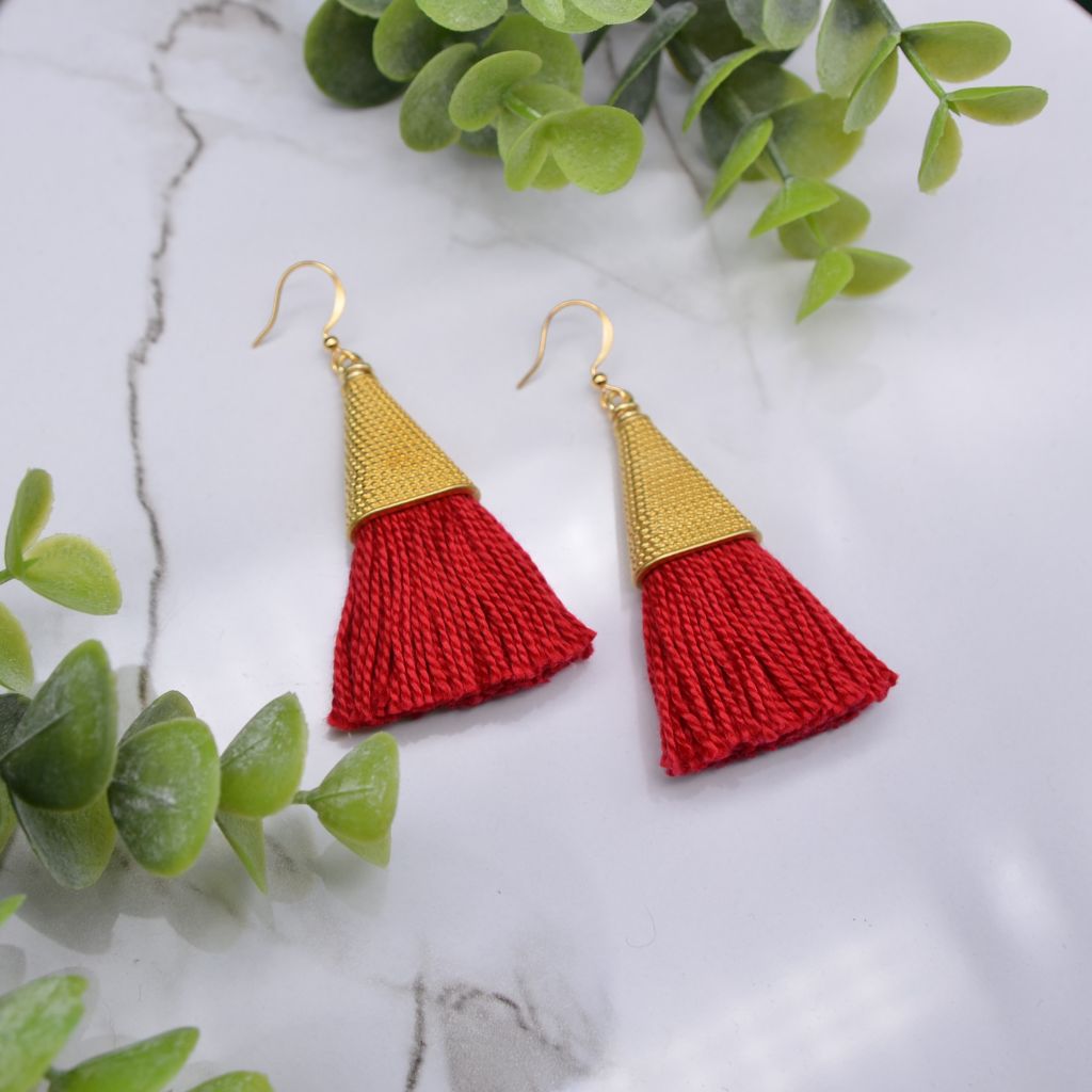 Love Connection | Cherry Red Tassel Earrings