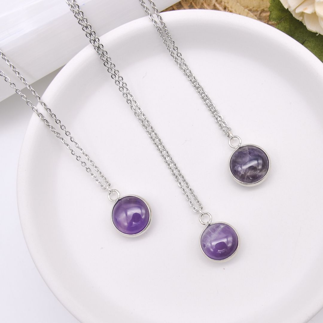 Amethyst Silver Moon Necklace