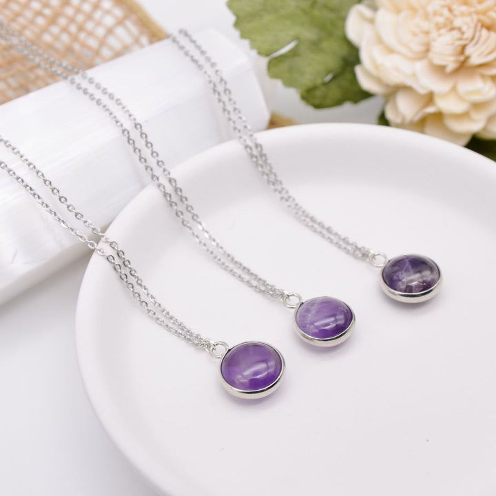 Amethyst Silver Moon Necklace