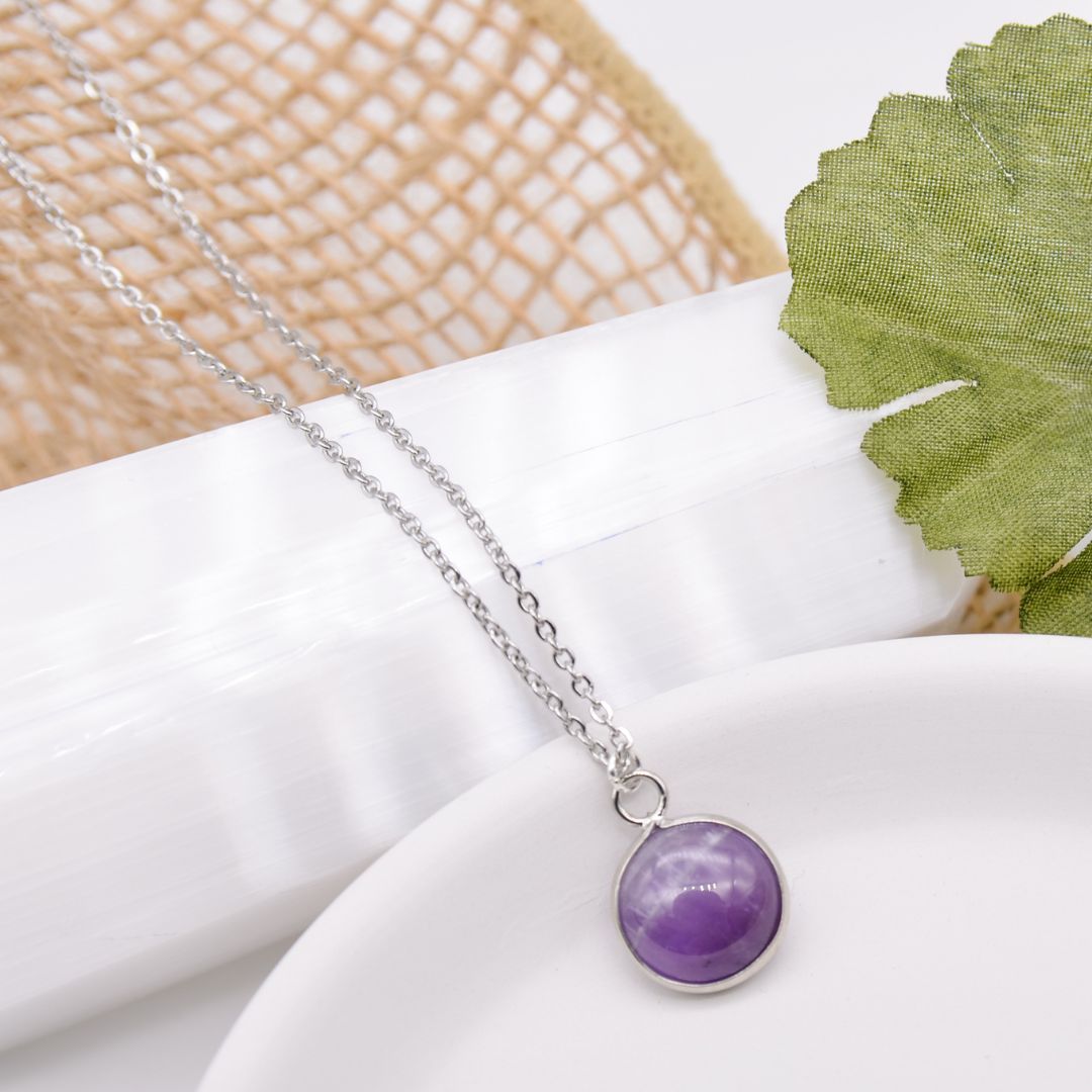 Amethyst Silver Moon Necklace
