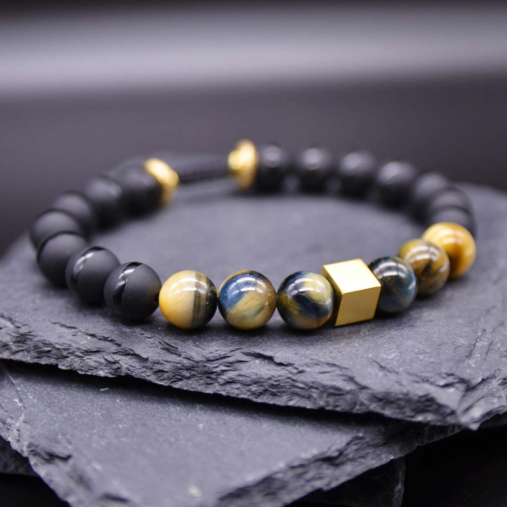 Blue Blonde Tiger's Eye | Black Onyx Bracelet