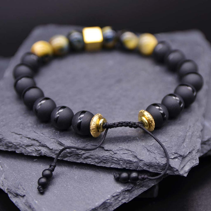 Blue Blonde Tiger's Eye | Black Onyx Bracelet