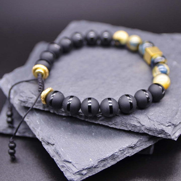 Blue Blonde Tiger's Eye | Black Onyx Bracelet