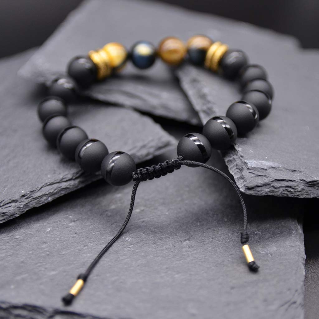 Blue & Gold Tiger's Eye | Onyx Bracelet