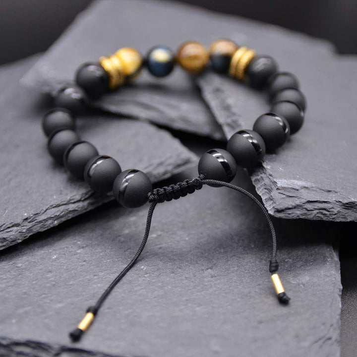 Blue & Gold Tiger's Eye | Onyx Bracelet