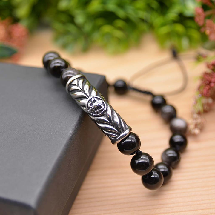 Fleur-de-lis Obsidian Bracelet
