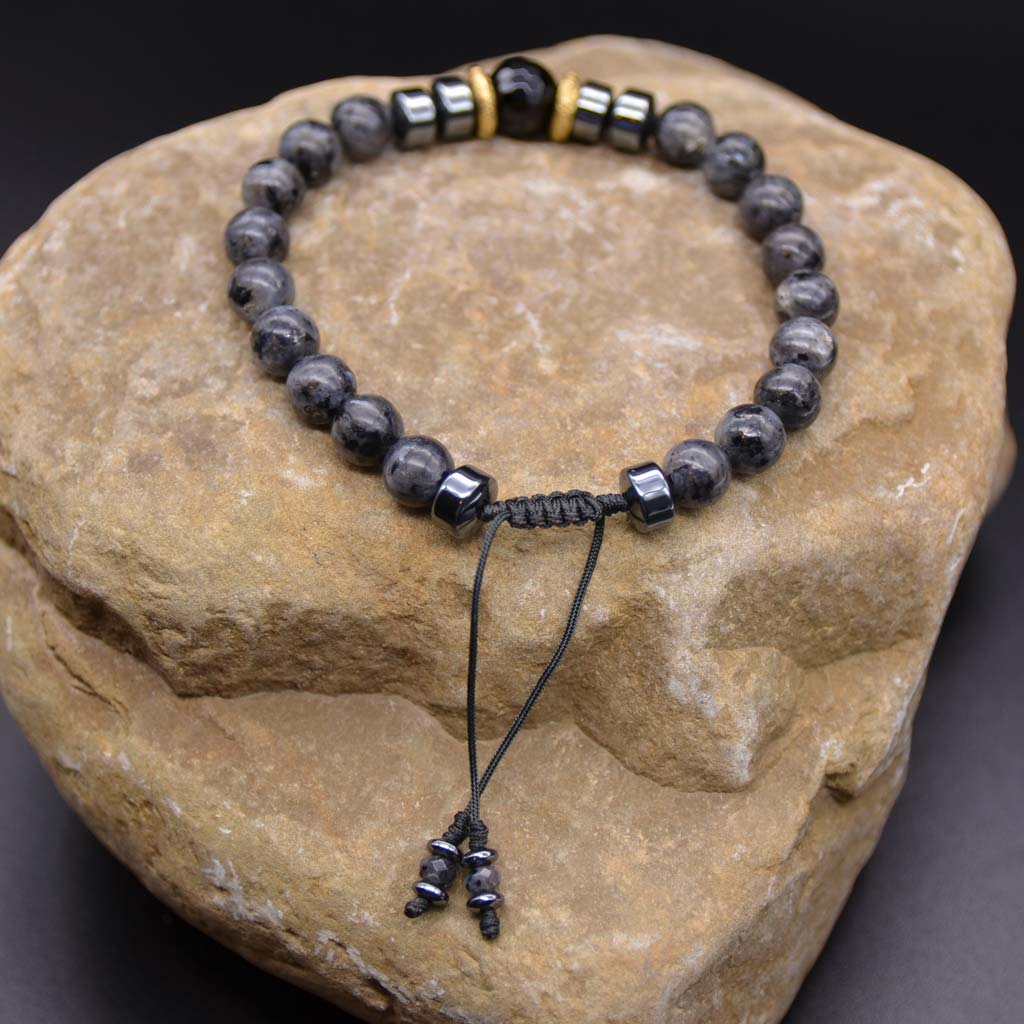 Larvikite & Black Onyx Bracelet