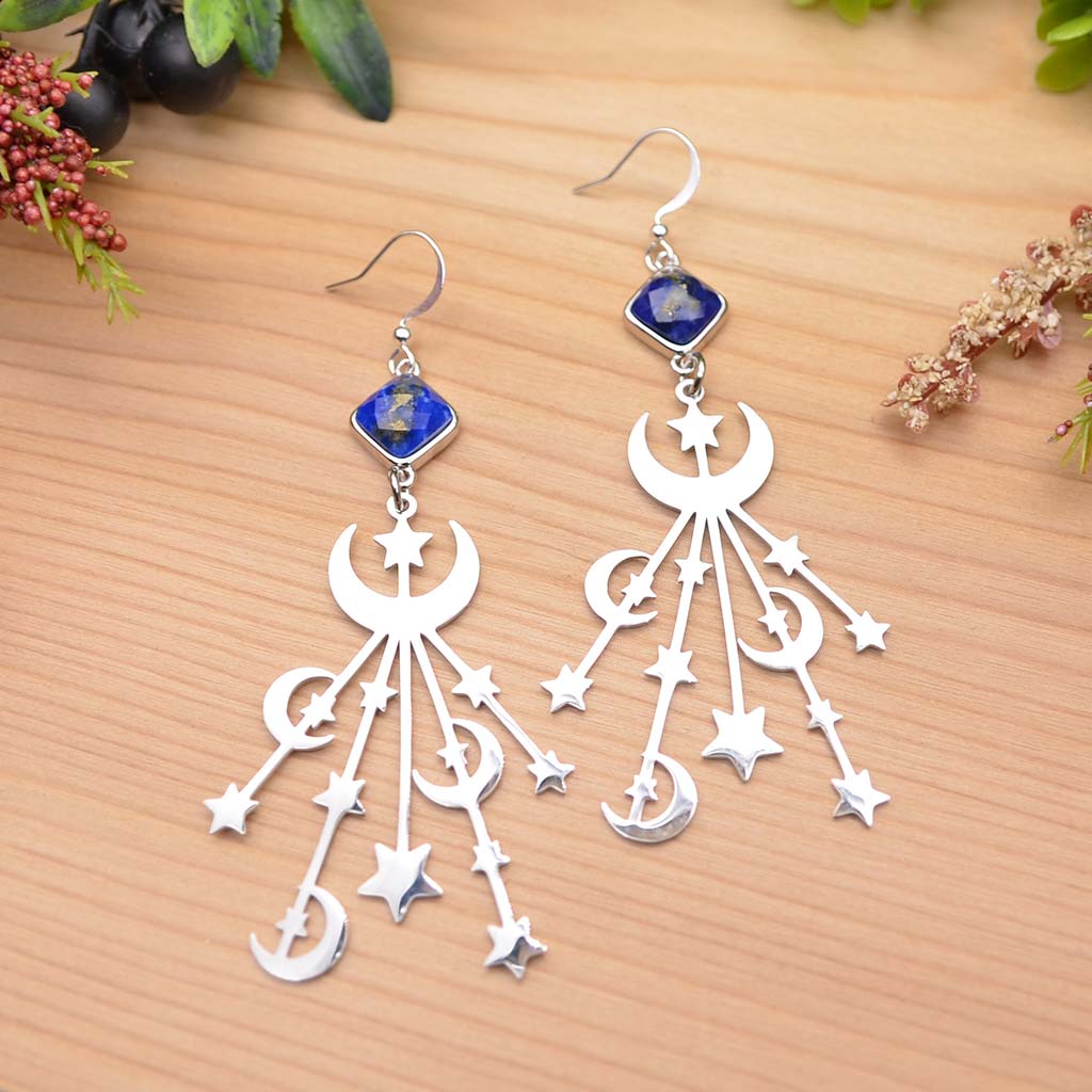 Lapis Midnight Star Burst Earrings