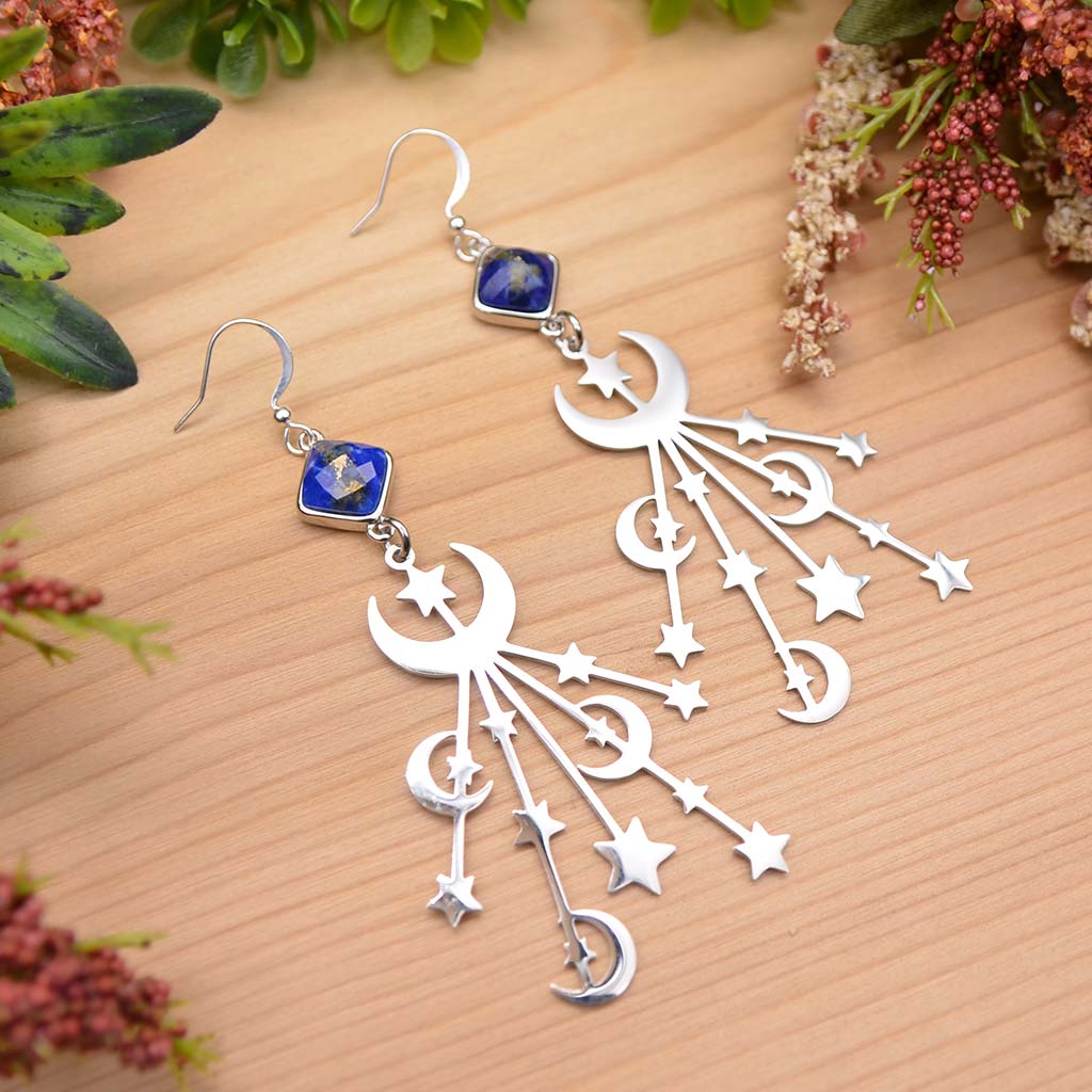 Lapis Midnight Star Burst Earrings