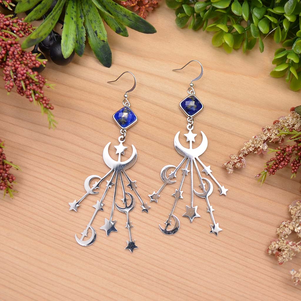 Lapis Midnight Star Burst Earrings