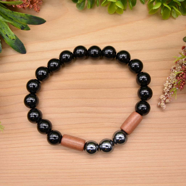Onyx & Wood Bracelet