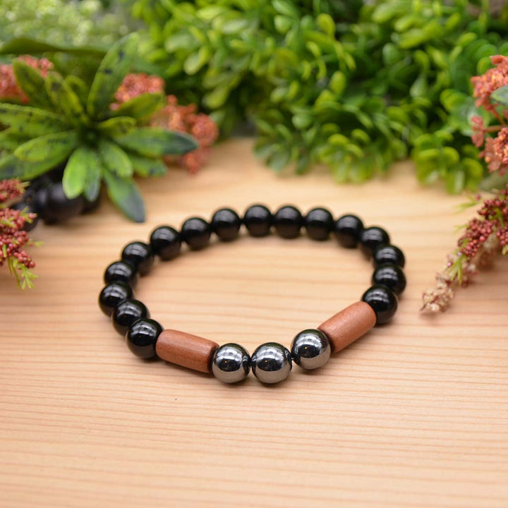 Onyx & Wood Bracelet