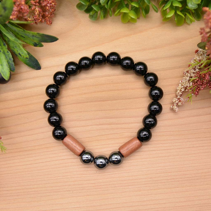 Onyx & Wood Bracelet