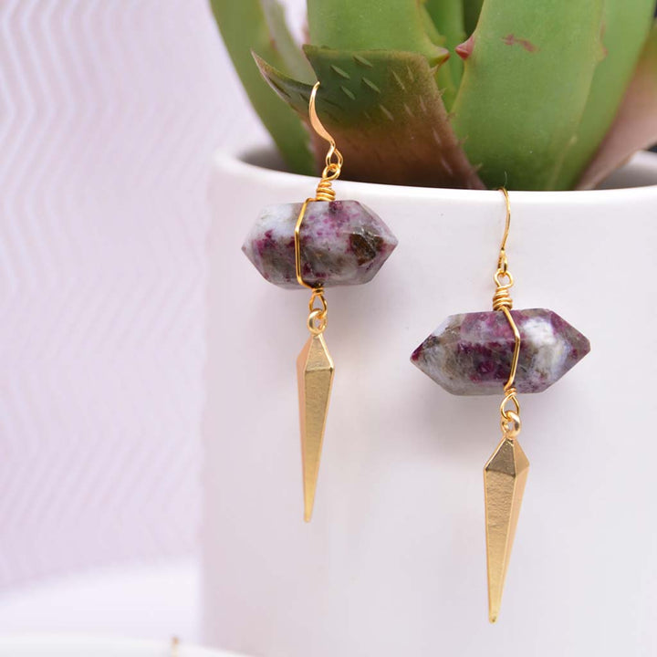 Pink Tourmaline Diamond Drop Earrings