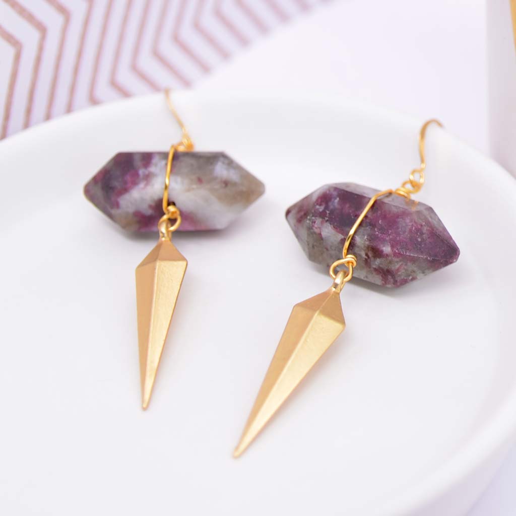 Pink Tourmaline Diamond Drop Earrings