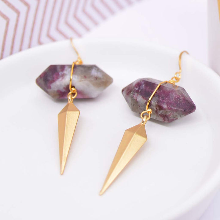 Pink Tourmaline Diamond Drop Earrings
