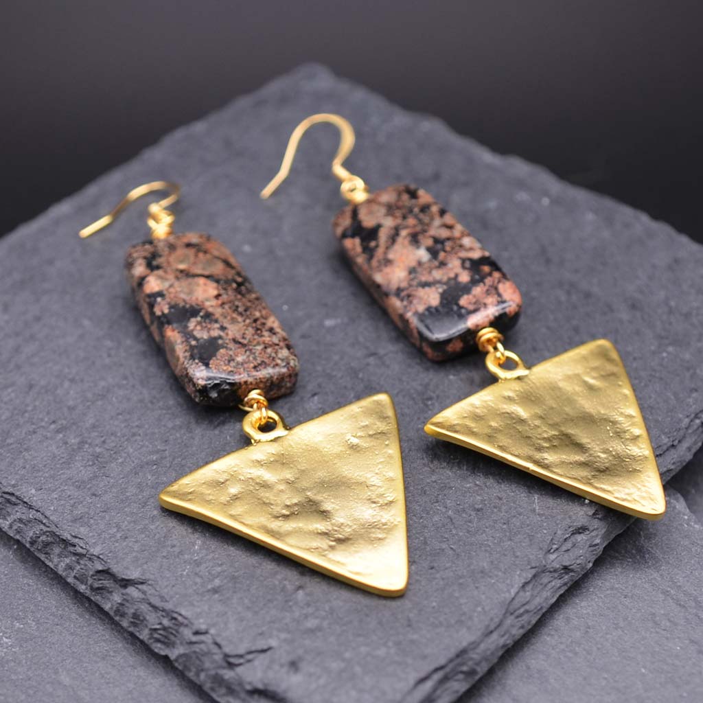 Red Snowflake Geo Earrings