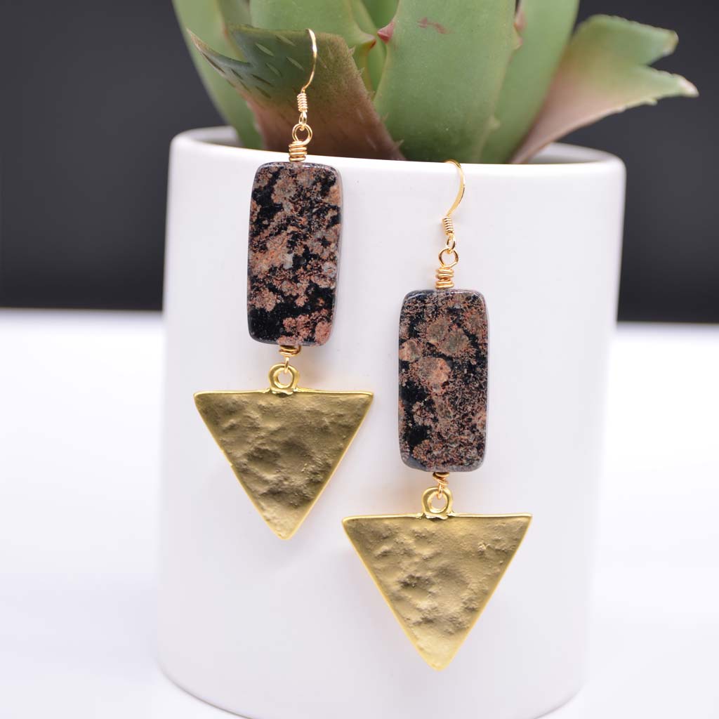 Red Snowflake Geo Earrings