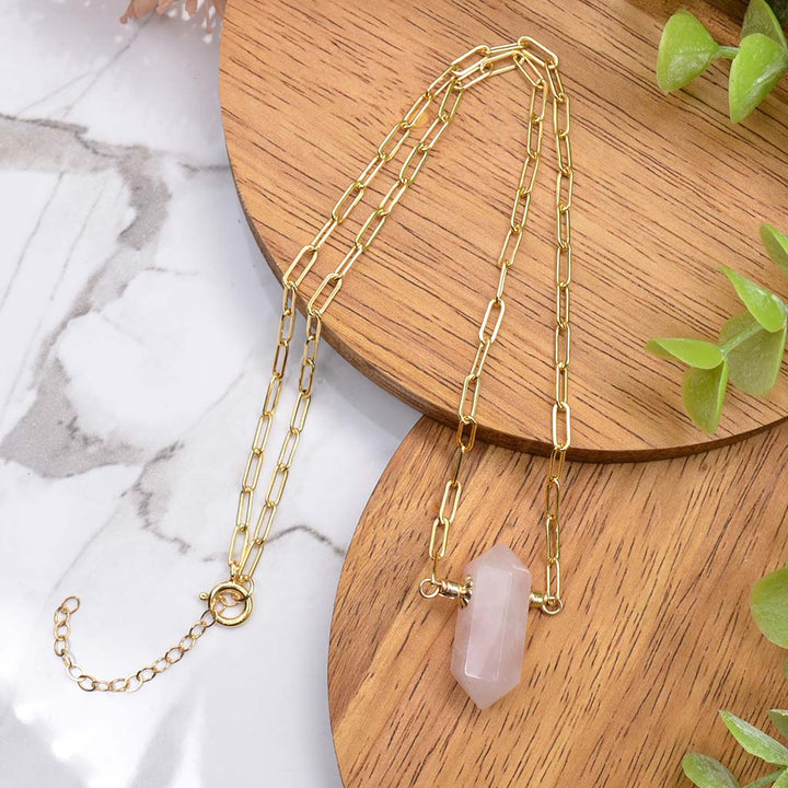 Rose Quartz Crystal Necklace