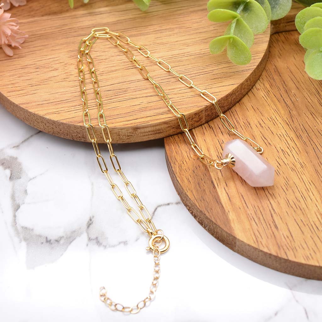 Rose Quartz Crystal Necklace