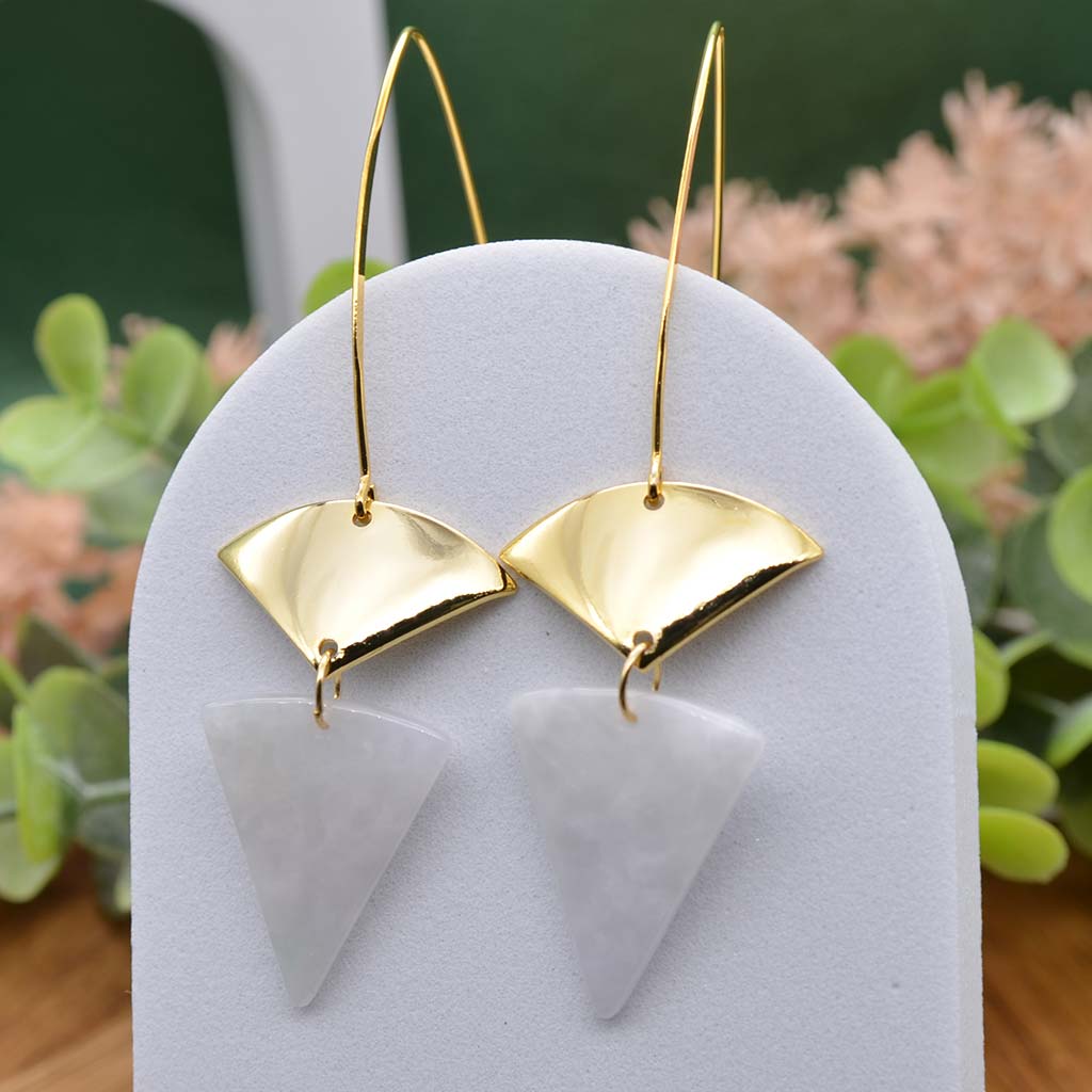 Burmese Fan & Jade Earrings