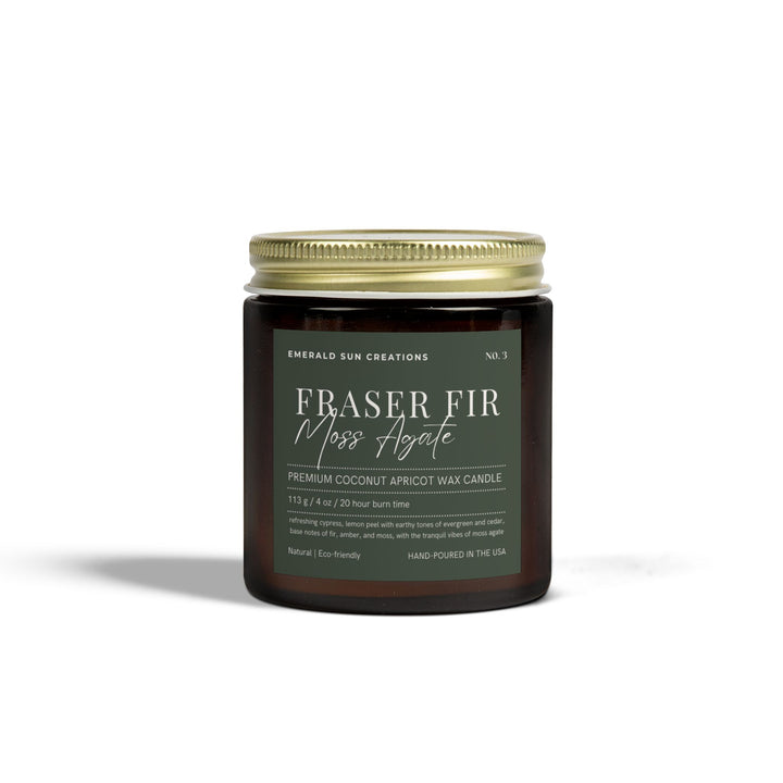 Fraser Fir Moss Agate - Coconut Apricot Wax Candle