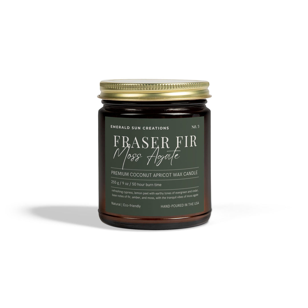 Fraser Fir Moss Agate - Coconut Apricot Wax Candle