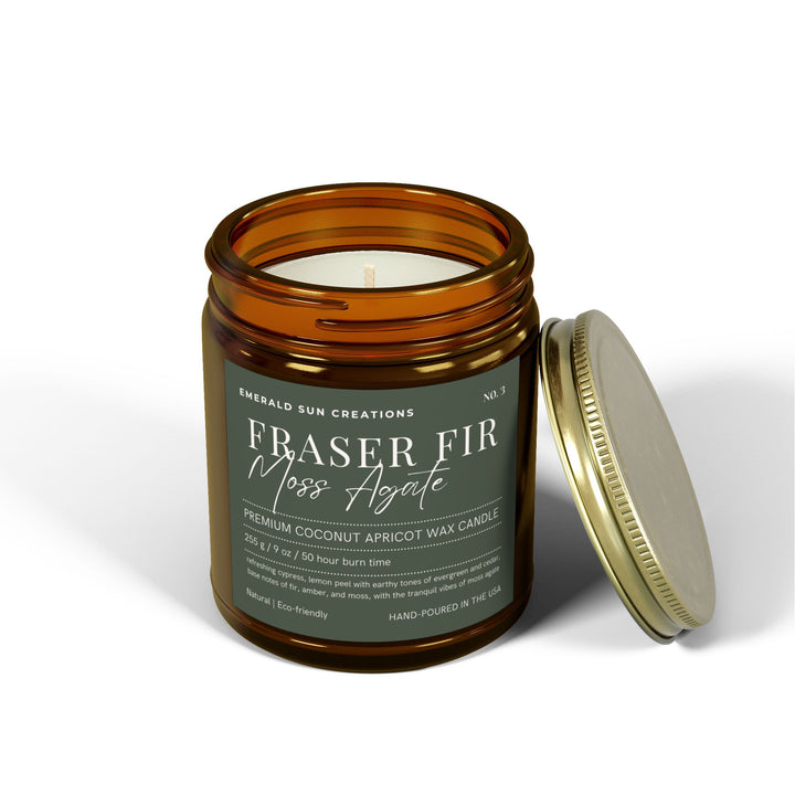 Fraser Fir Moss Agate - Coconut Apricot Wax Candle