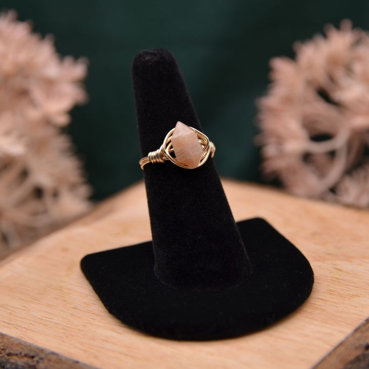 Double Point Crystal Wire Wrapped Rings in Gold