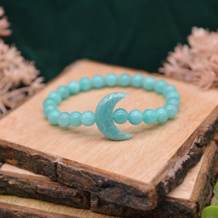 Moonlit Waves | Amazonite Crescent Moon Bracelet