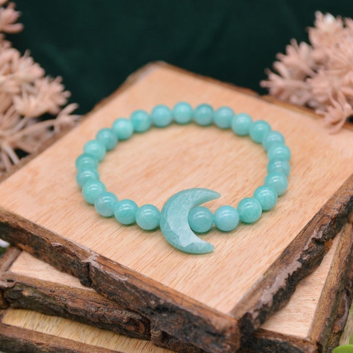 Moonlit Waves | Amazonite Crescent Moon Bracelet