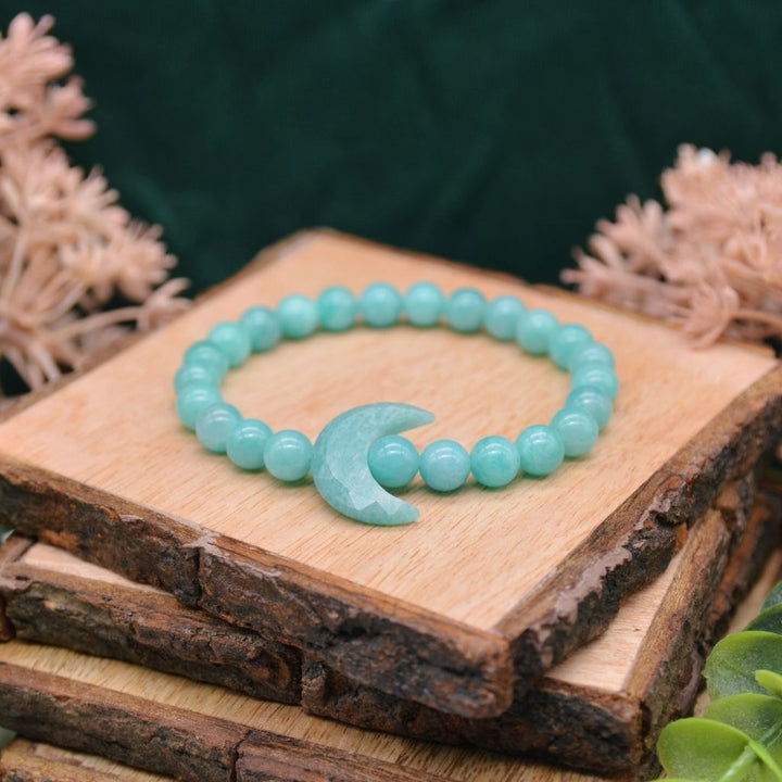 Moonlit Waves | Amazonite Crescent Moon Bracelet
