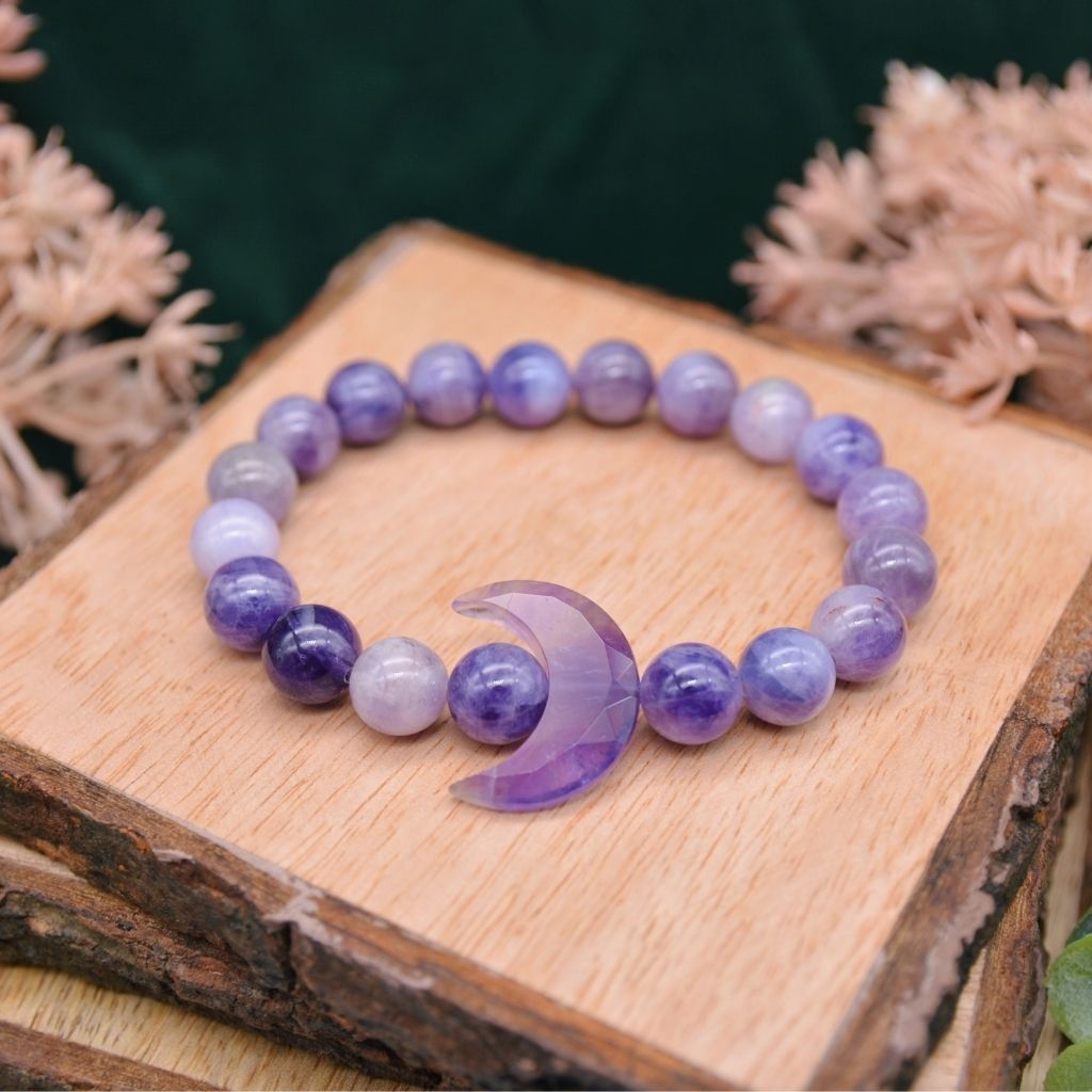 Midnight Reverie | Amethyst Crystal Moon Bracelet