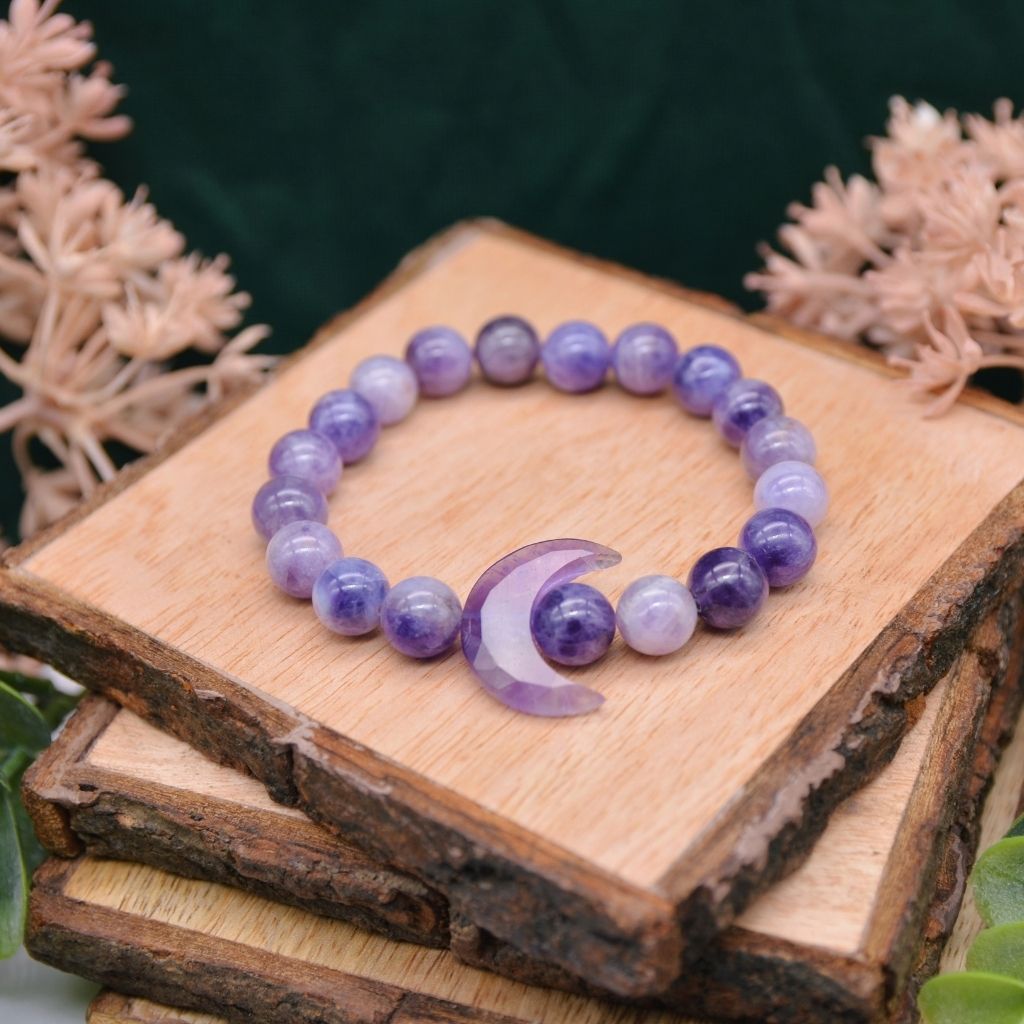 Midnight Reverie | Amethyst Crystal Moon Bracelet