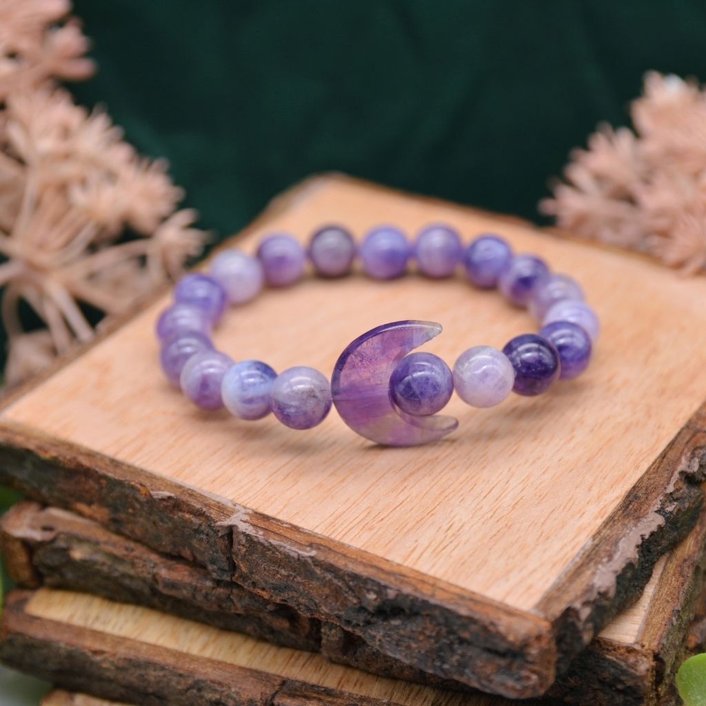 Midnight Reverie | Amethyst Crystal Moon Bracelet