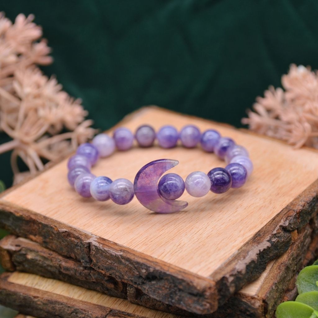 Midnight Reverie | Amethyst Crystal Moon Bracelet