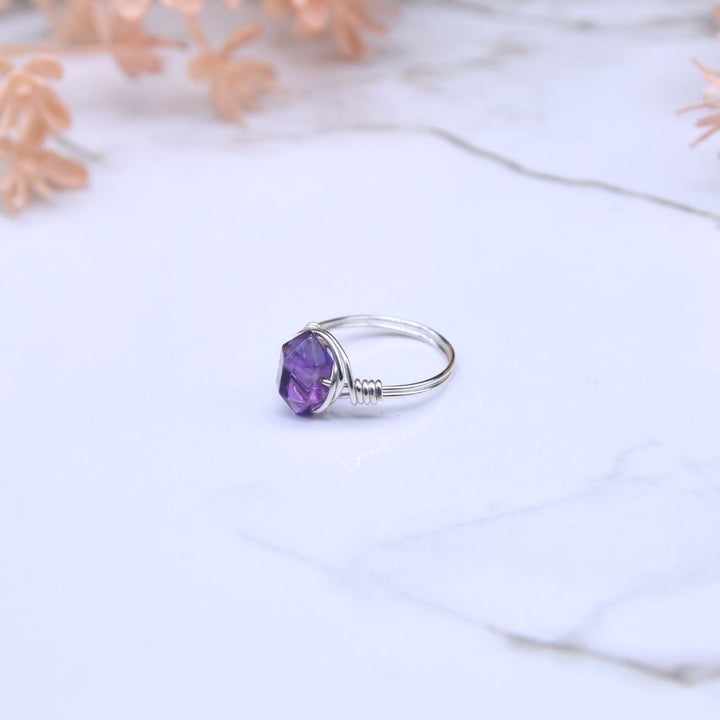 Double Point Crystal Wire Wrapped Rings in Sterling Silver