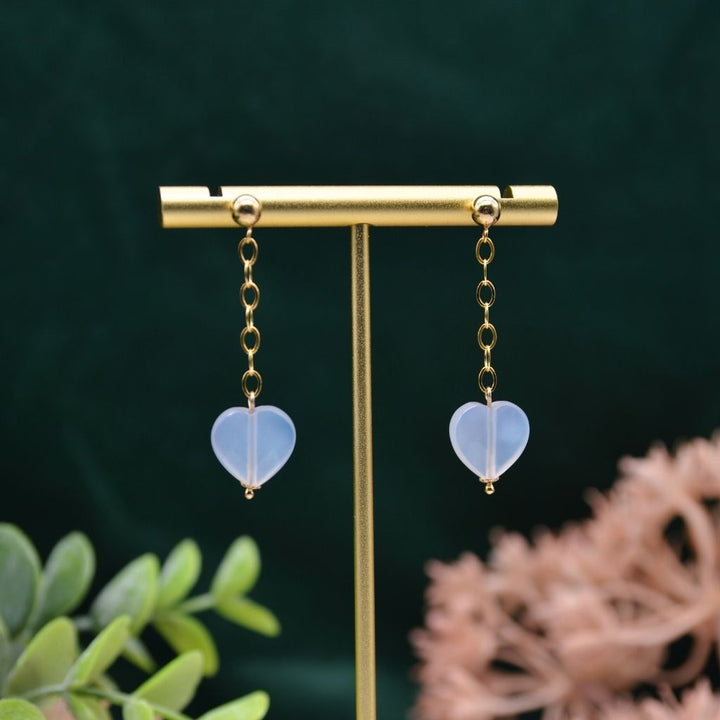 Heartfelt | Chalcedony Heart Earrings