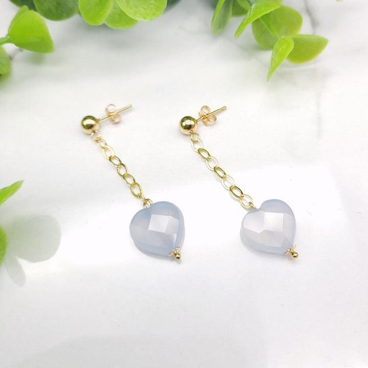 Heartfelt | Chalcedony Heart Earrings