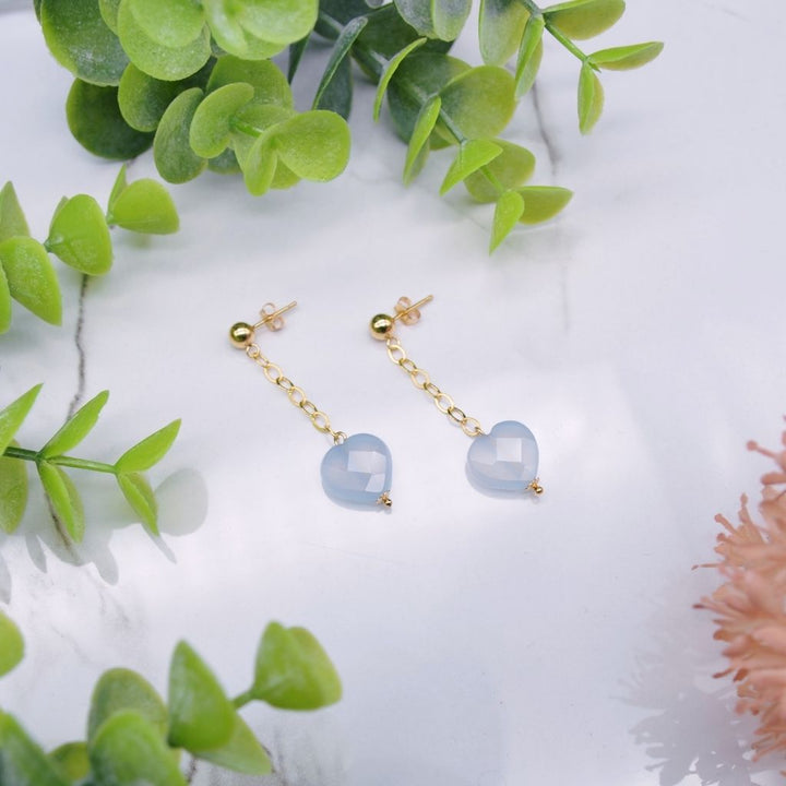 Heartfelt | Chalcedony Heart Earrings