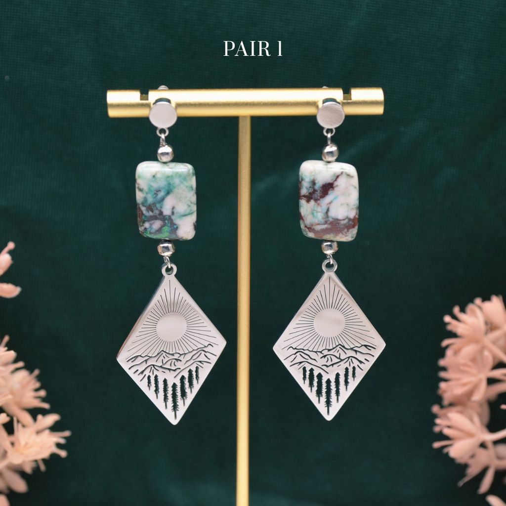 Quiet Mornings | Chrysocolla Mountainscape Earrings