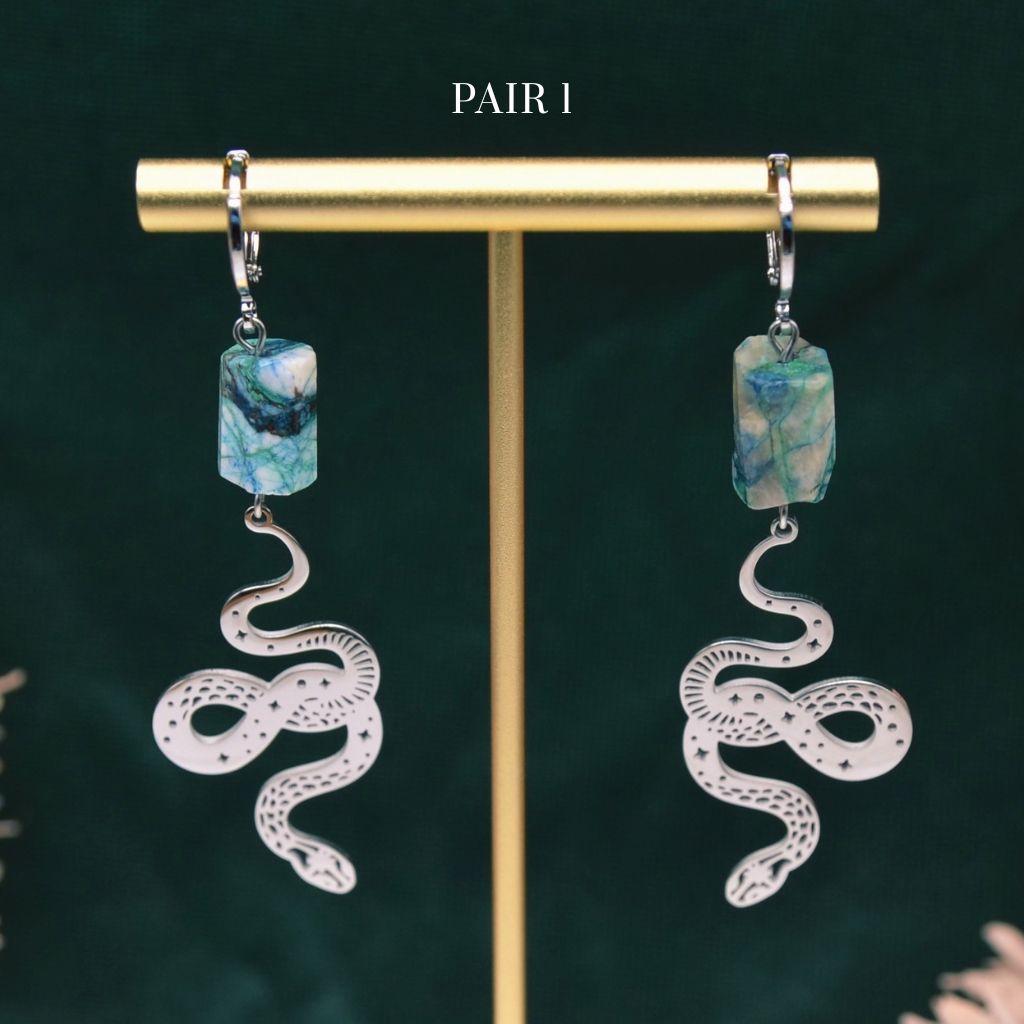 Truth & Transformation | Chrysocolla Snake Earrings