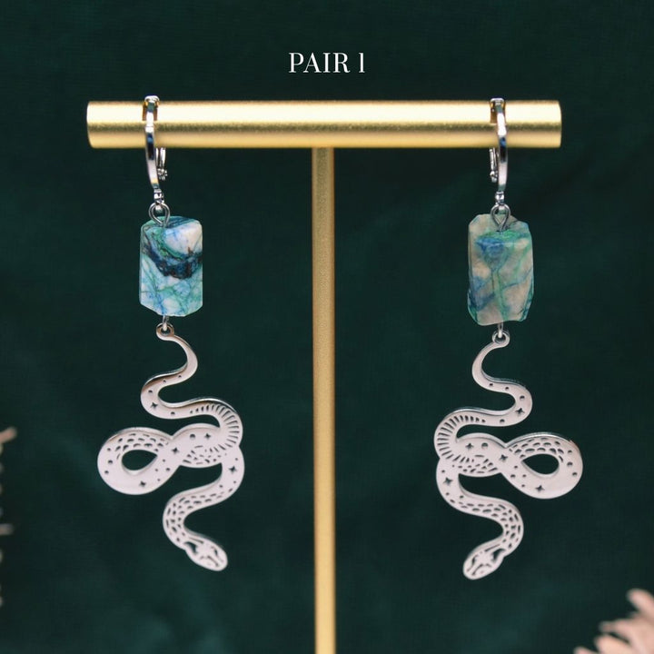 Truth & Transformation | Chrysocolla Snake Earrings