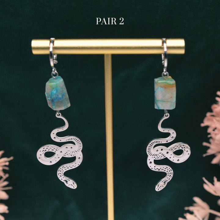 Truth & Transformation | Chrysocolla Snake Earrings