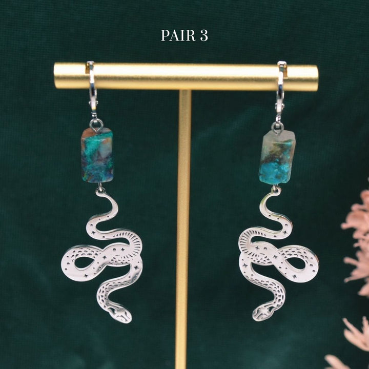 Truth & Transformation | Chrysocolla Snake Earrings