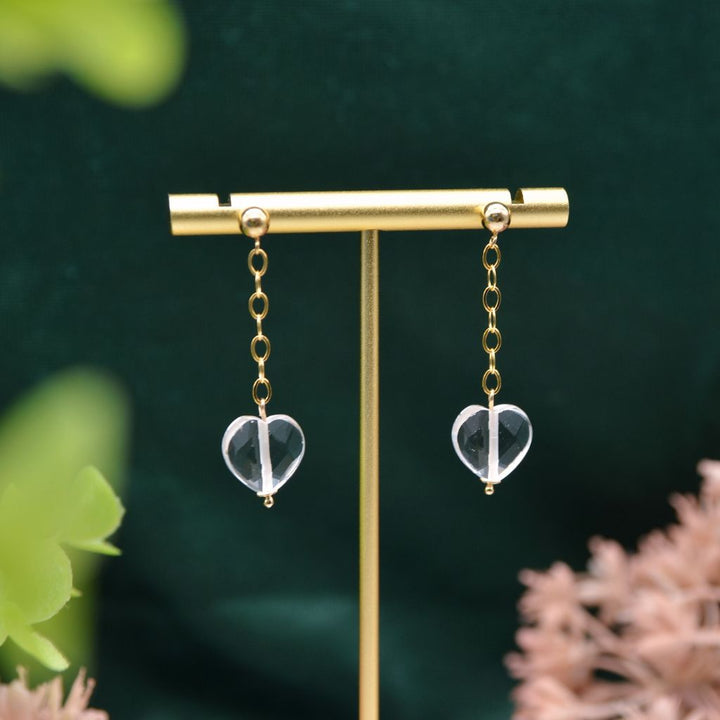 Heartfelt | Clear Quartz Heart Earrings