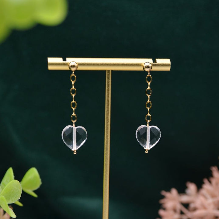 Heartfelt | Clear Quartz Heart Earrings