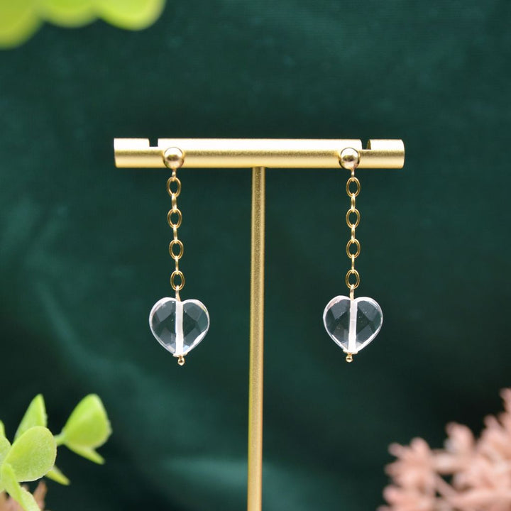 Heartfelt | Clear Quartz Heart Earrings